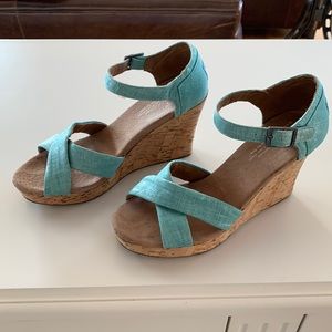 TOMS turquoise wedges